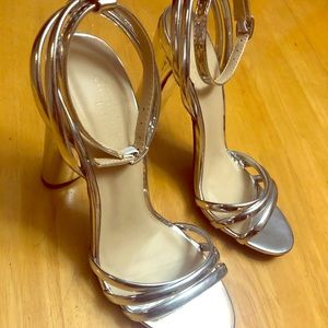 Silver open toe nwt heels